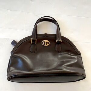 Mark Cross Brown Leather dome satched bag Vintage